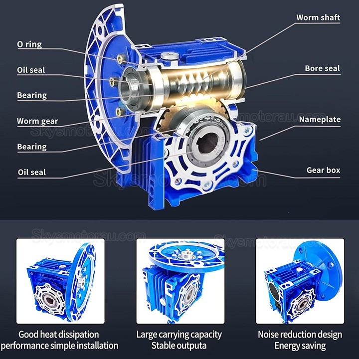 RV040 71B14/71B5 Round Worm Gearbox Ratio 5:1 10:1 20:1 30:1 40:1 Input 14mm